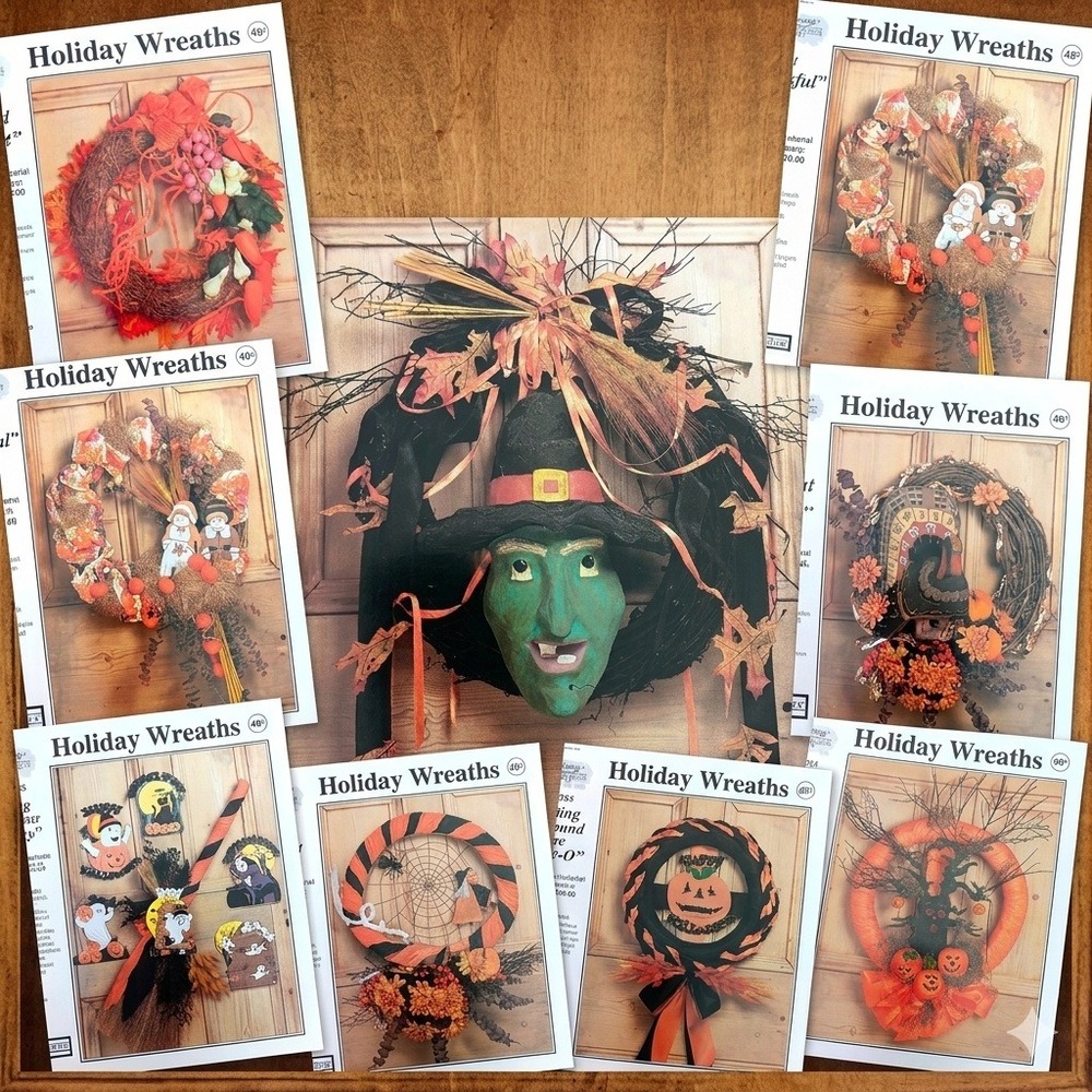 VTG Michaels Wreath Pattern Lot 12 Halloween Thanksgiving Craft Instructions